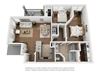 B2 3D Unit Floor Plan Two-Bedroom Floor Plan B2 | Avenues at Creekside Apartments